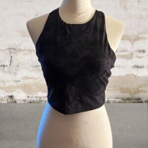 Women's Black & Gray Sports Crop Top